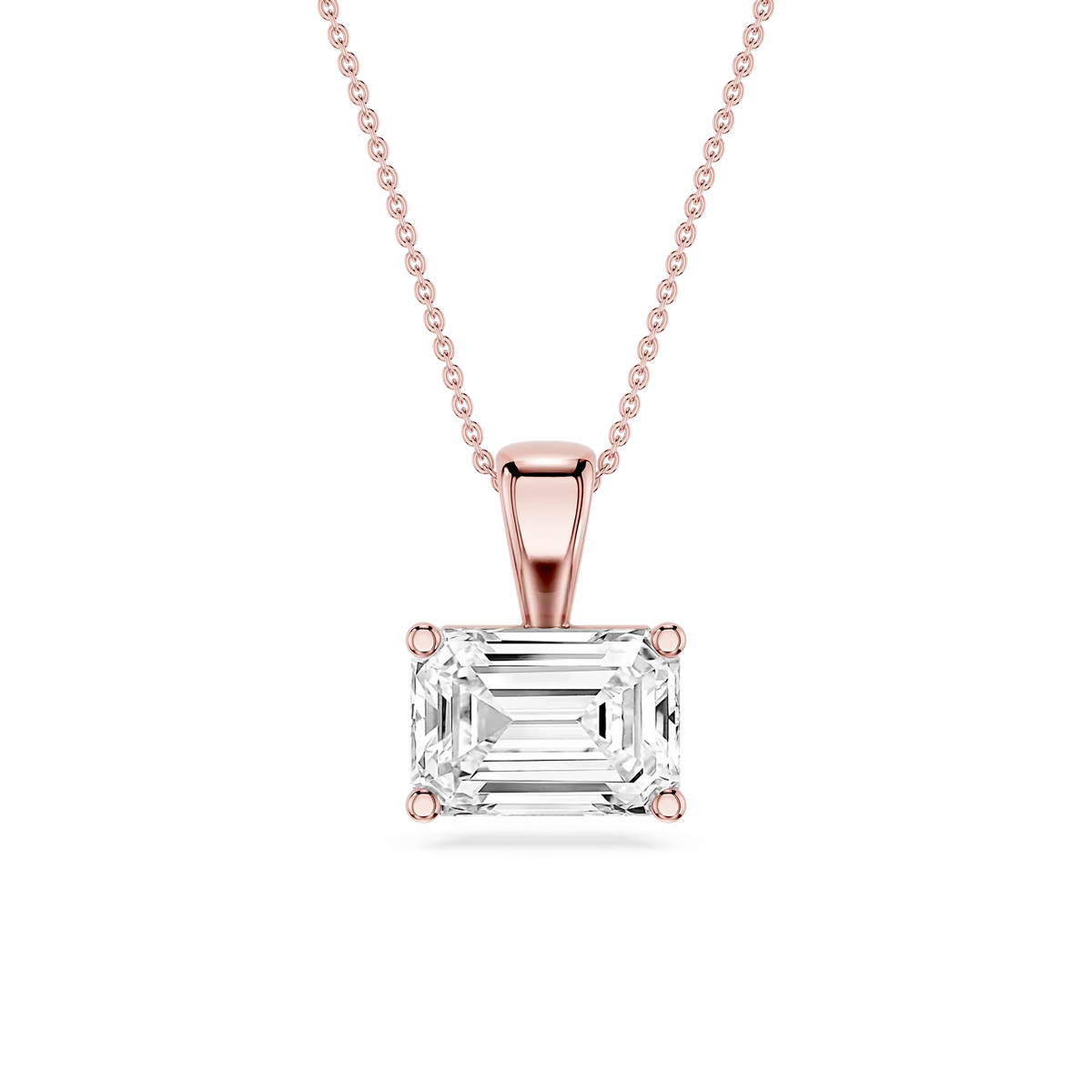 Emerald LGD 4 Prong East West Bail Pendant - 16 to 18 Inches