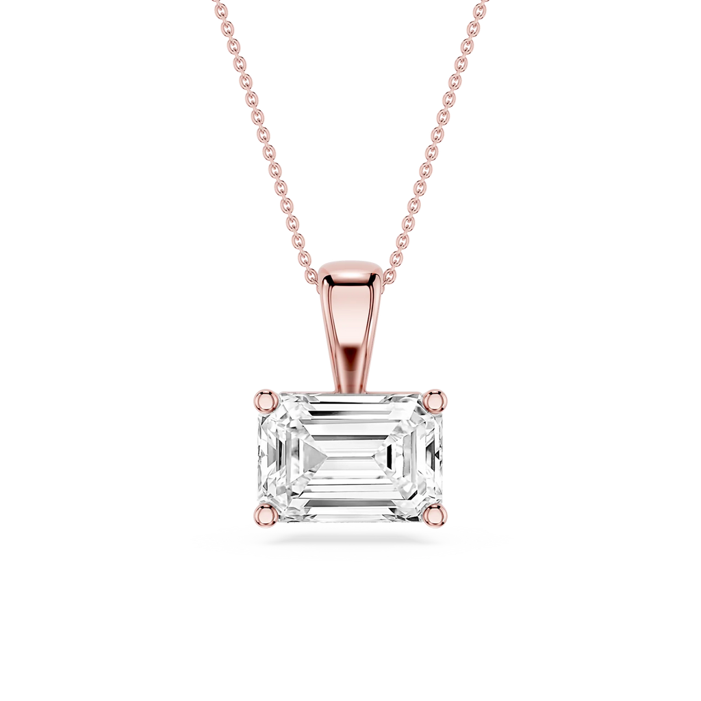 Emerald LGD 4 Prong East West Bail Pendant - 16 to 18 Inches