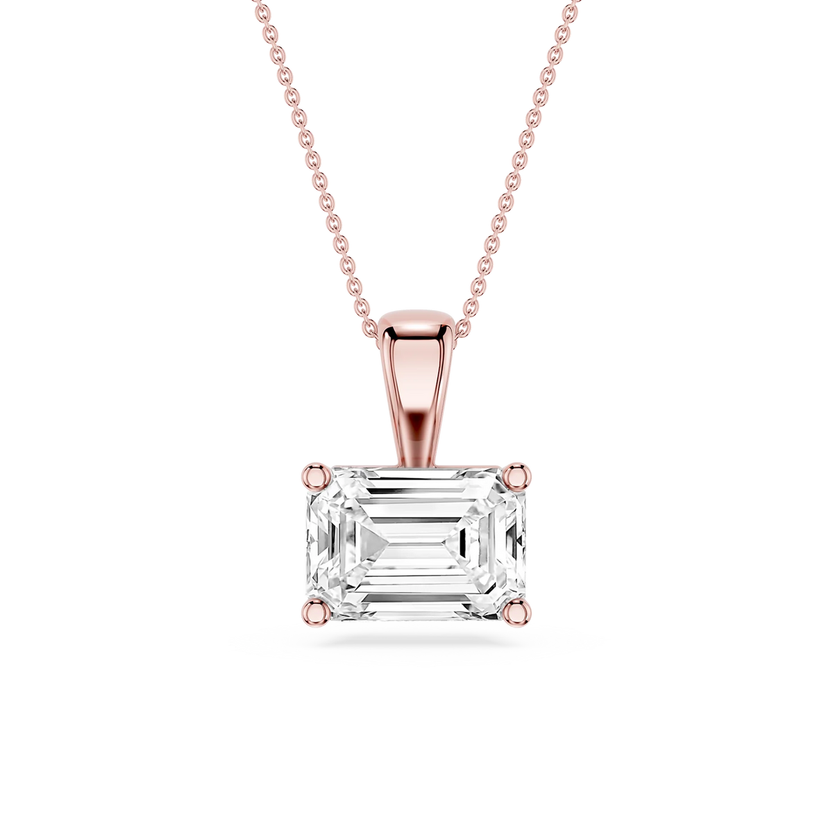 Emerald LGD 4 Prong East West Bail Pendant - 16 to 18 Inches