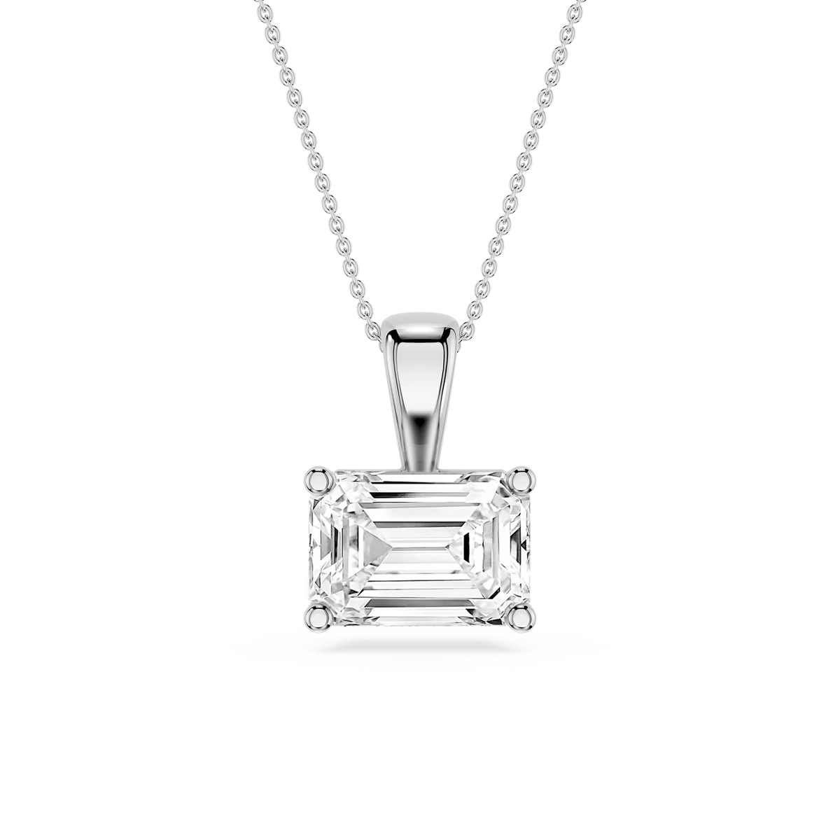 Emerald LGD 4 Prong East West Bail Pendant - 16 to 18 Inches