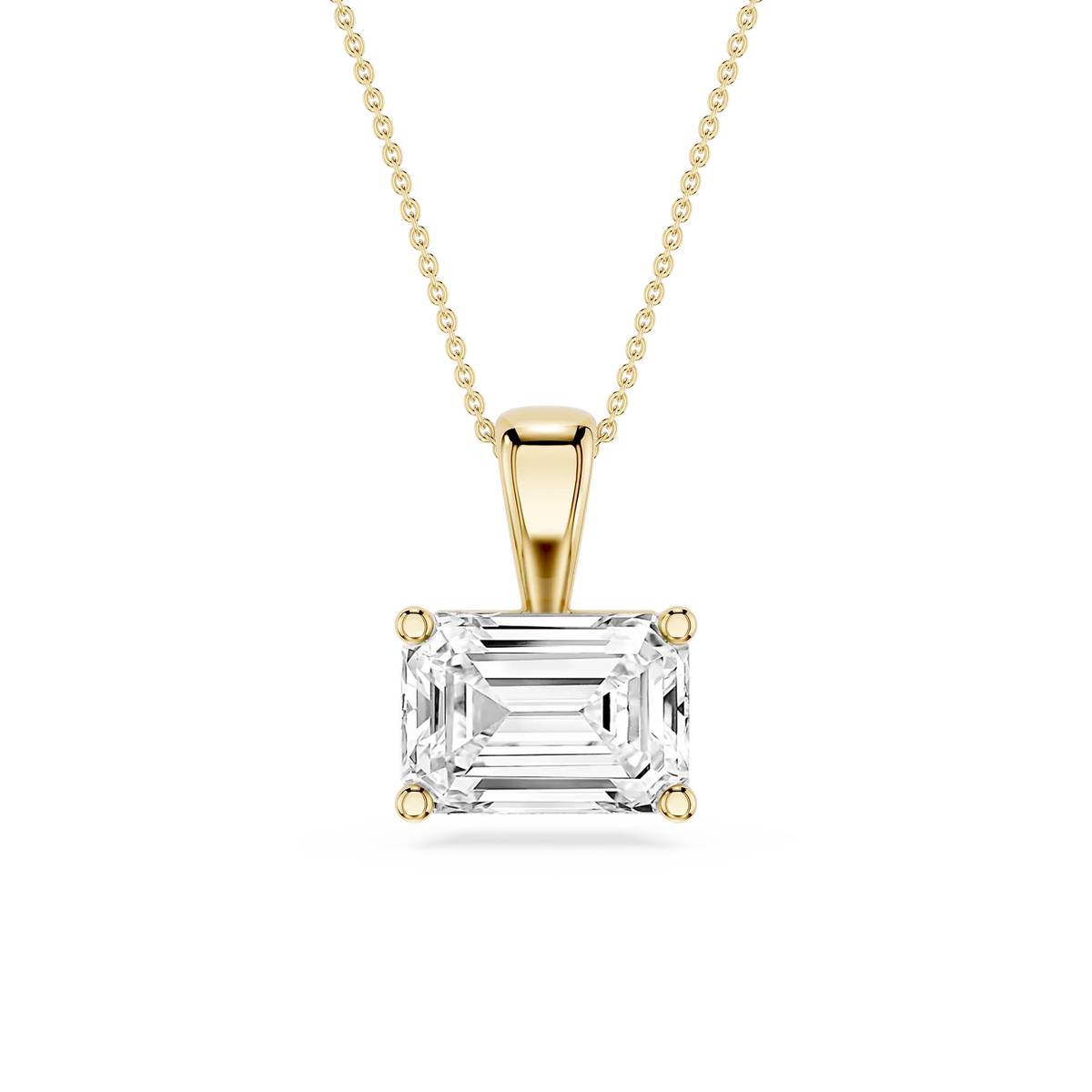 Emerald LGD 4 Prong East West Bail Pendant - 16 to 18 Inches
