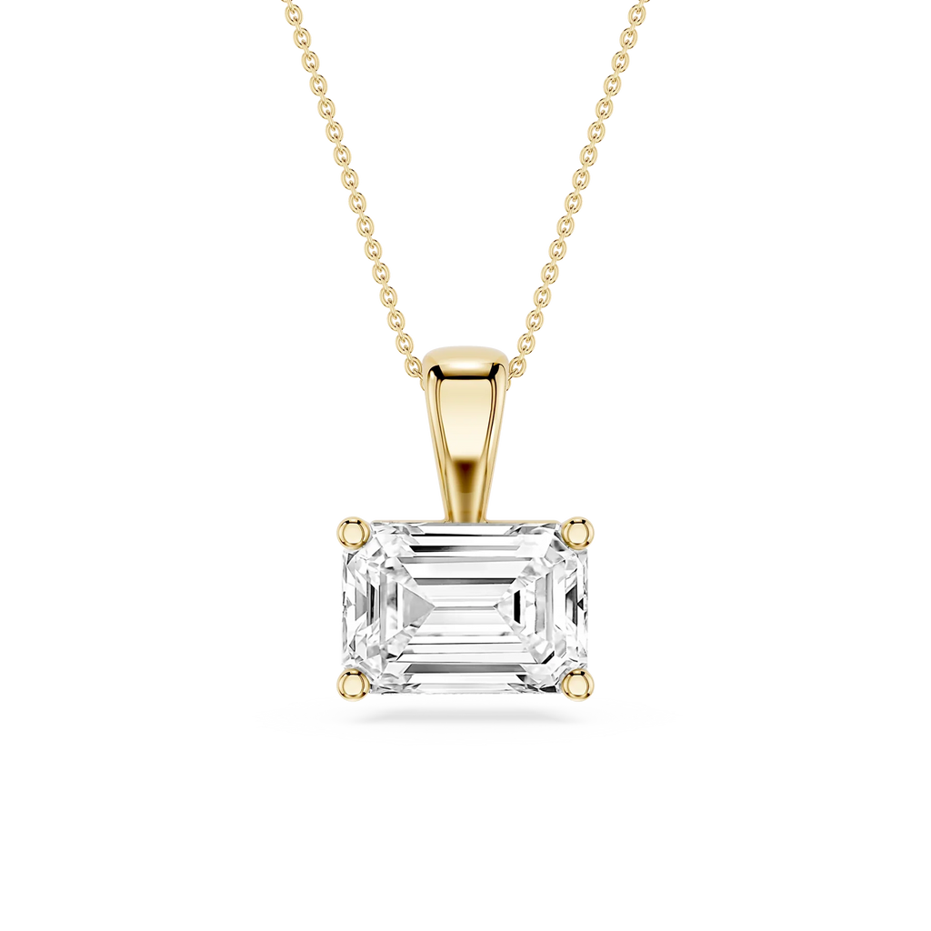 Emerald LGD 4 Prong East West Bail Pendant - 16 to 18 Inches