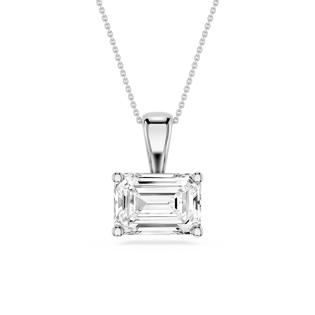 Emerald LGD 4 Prong East West Bail Pendant - 16 to 18 Inches