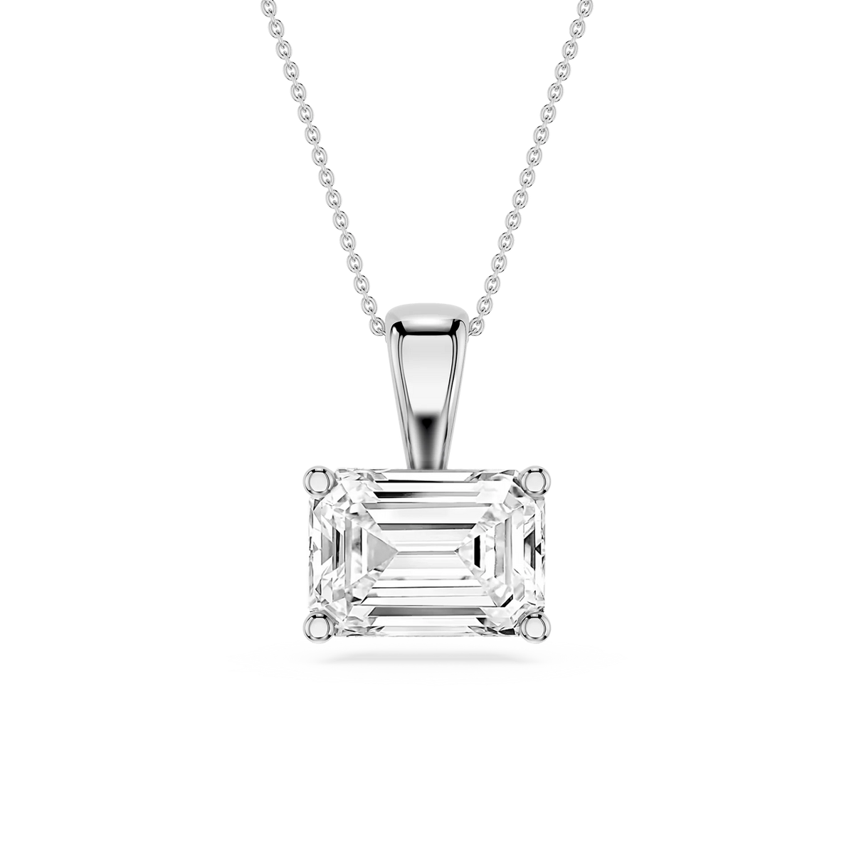 Emerald LGD 4 Prong East West Bail Pendant - 16 to 18 Inches