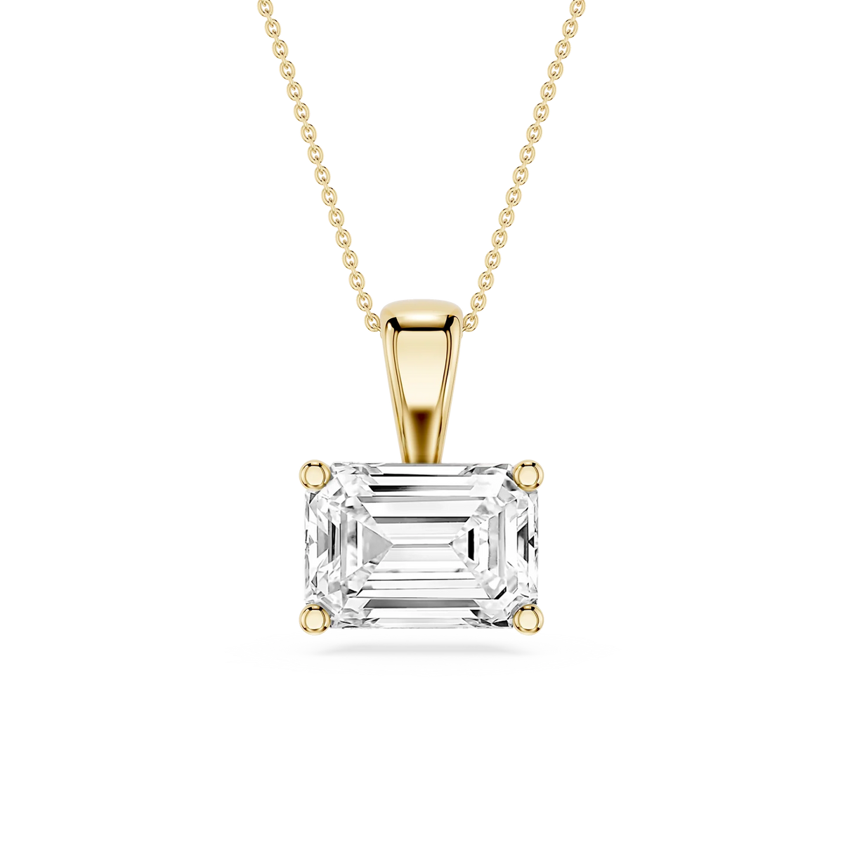 Emerald LGD 4 Prong East West Bail Pendant - 16 to 18 Inches