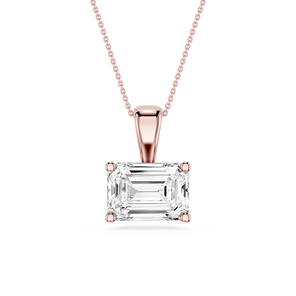 Emerald LGD 4 Prong East West Bail Pendant - 16 to 18 Inches