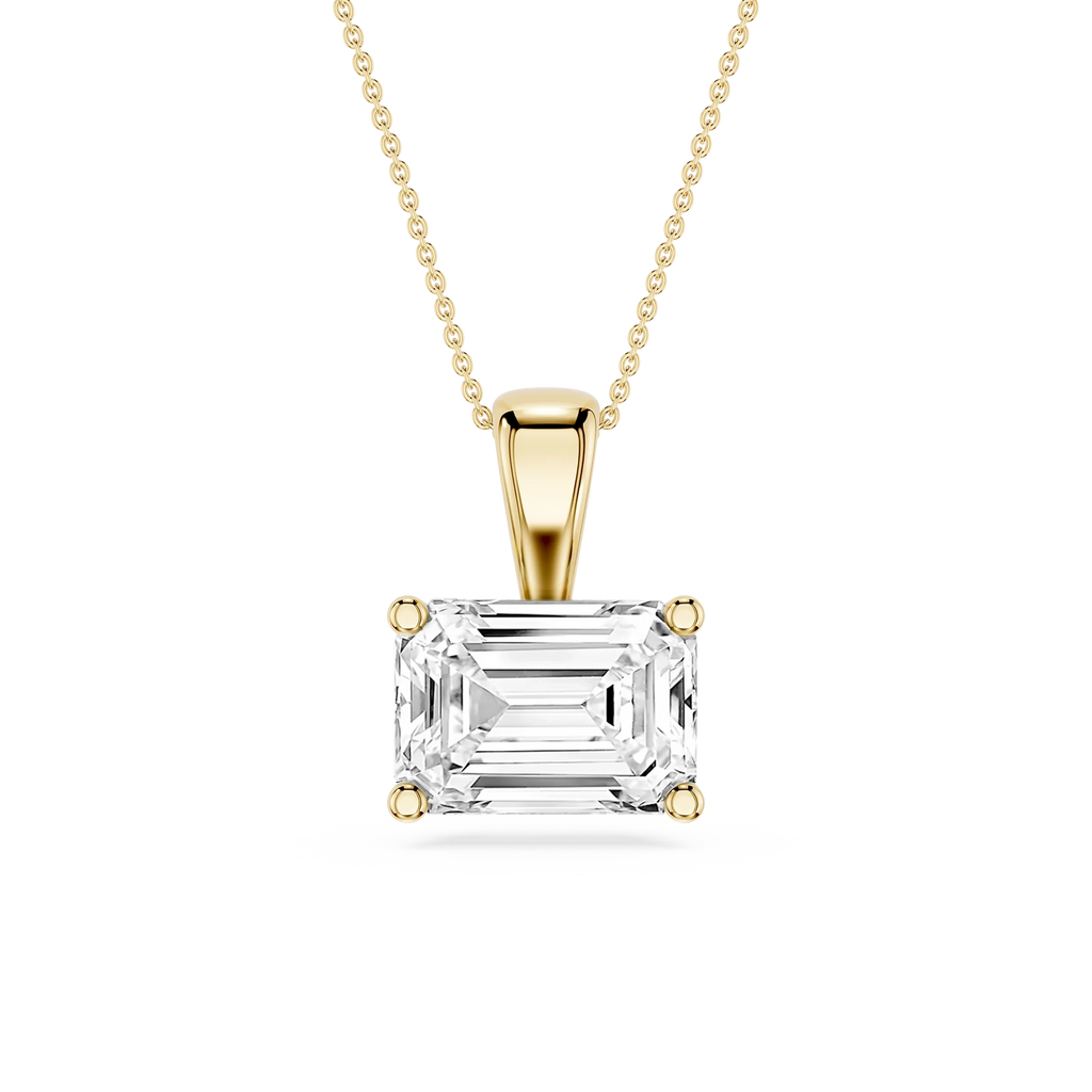 Emerald LGD 4 Prong East West Bail Pendant - 16 to 18 Inches