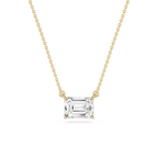 Emerald LGD 4 Prong East West Solitaire Pendant - 16 to 18 Inches
