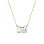 Emerald LGD 4 Prong East West Solitaire Pendant - 16 to 18 Inches