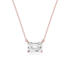 Emerald LGD 4 Prong East West Solitaire Pendant - 16 to 18 Inches