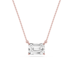 Emerald LGD 4 Prong East West Solitaire Pendant - 16 to 18 Inches