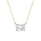 Emerald LGD 4 Prong East West Solitaire Pendant - 16 to 18 Inches