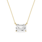 Emerald LGD 4 Prong East West Solitaire Pendant - 16 to 18 Inches