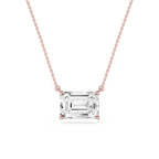 Emerald LGD 4 Prong East West Solitaire Pendant - 16 to 18 Inches