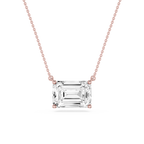 Emerald LGD 4 Prong East West Solitaire Pendant - 16 to 18 Inches
