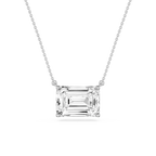Emerald LGD 4 Prong East West Solitaire Pendant - 16 to 18 Inches