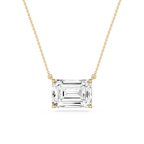 Emerald LGD 4 Prong East West Solitaire Pendant - 16 to 18 Inches