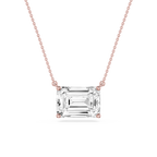 Emerald LGD 4 Prong East West Solitaire Pendant - 16 to 18 Inches