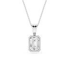 Emerald LGD Bezel Set Bail Solitaire Pendant - 16 to 18 Inches