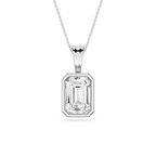 Emerald LGD Bezel Set Bail Solitaire Pendant - 16 to 18 Inches