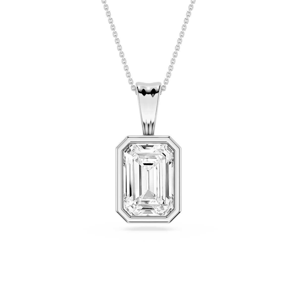 Emerald LGD Bezel Set Bail Solitaire Pendant - 16 to 18 Inches