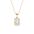 Emerald LGD Bezel Set Bail Solitaire Pendant - 16 to 18 Inches