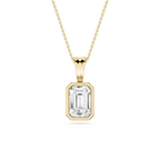 Emerald LGD Bezel Set Bail Solitaire Pendant - 16 to 18 Inches