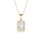 Emerald LGD Bezel Set Bail Solitaire Pendant - 16 to 18 Inches