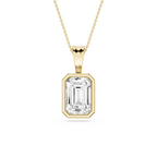 Emerald LGD Bezel Set Bail Solitaire Pendant - 16 to 18 Inches
