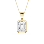 Emerald LGD Bezel Set Bail Solitaire Pendant - 16 to 18 Inches