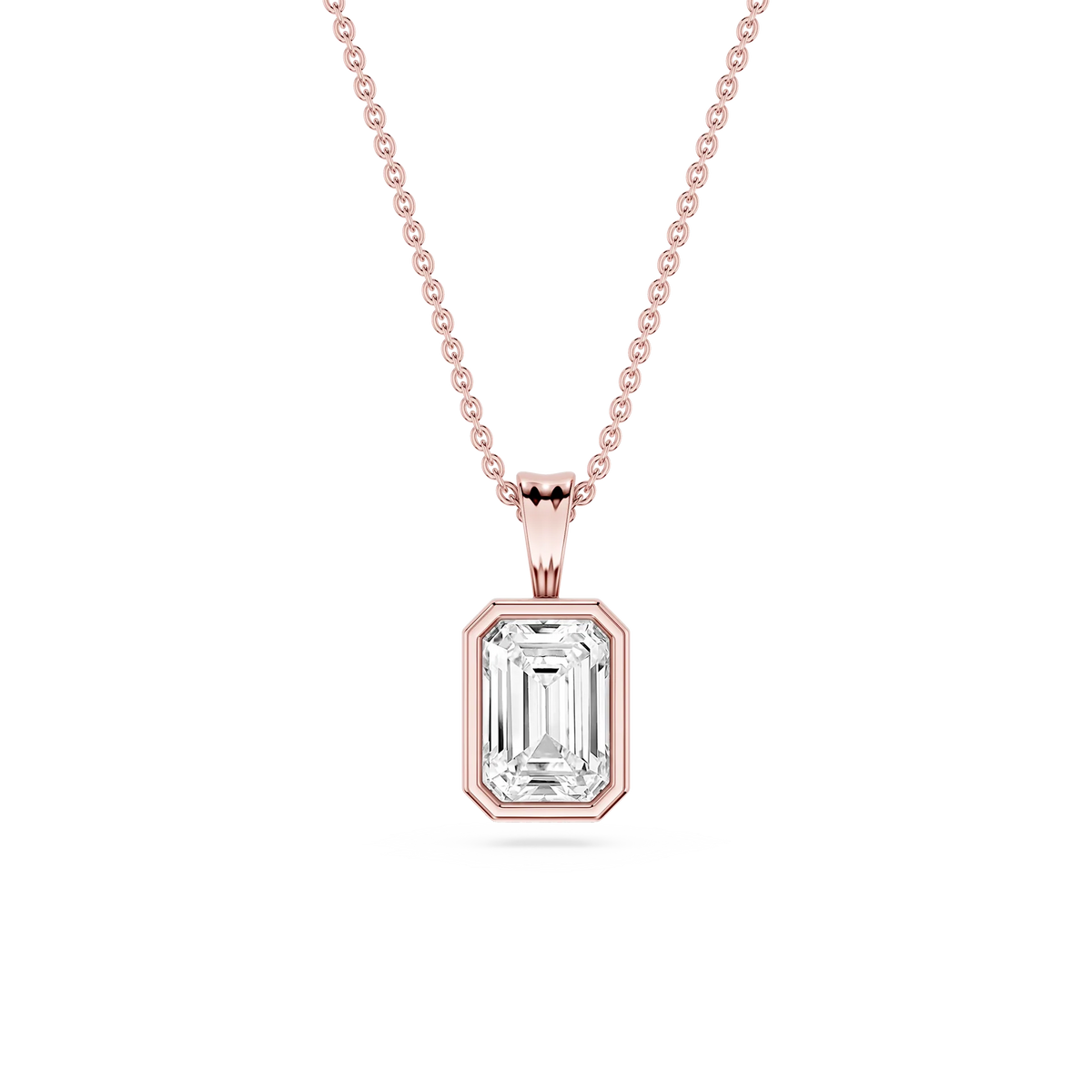 Emerald LGD Bezel Set Bail Solitaire Pendant - 16 to 18 Inches