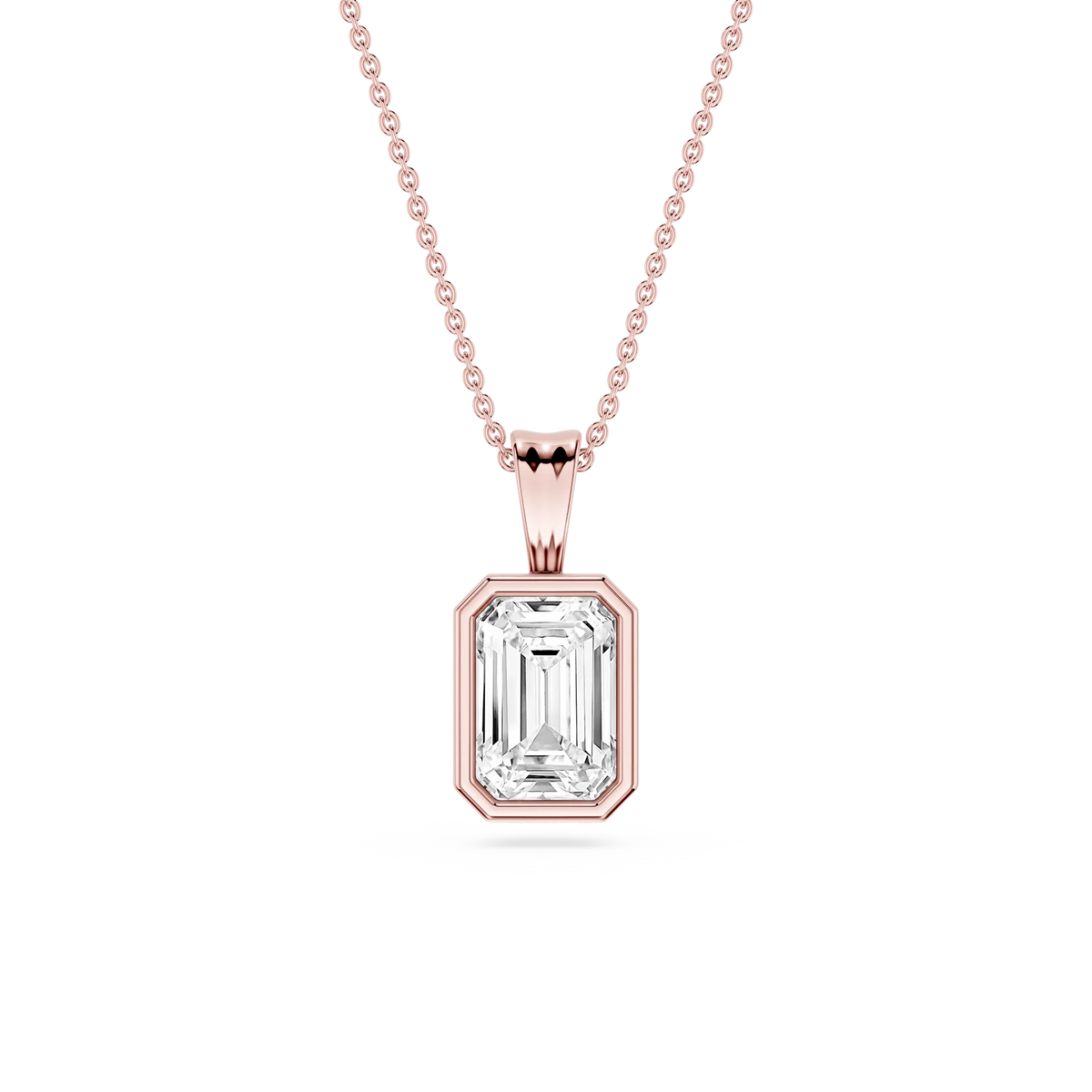 Emerald LGD Bezel Set Bail Solitaire Pendant - 16 to 18 Inches
