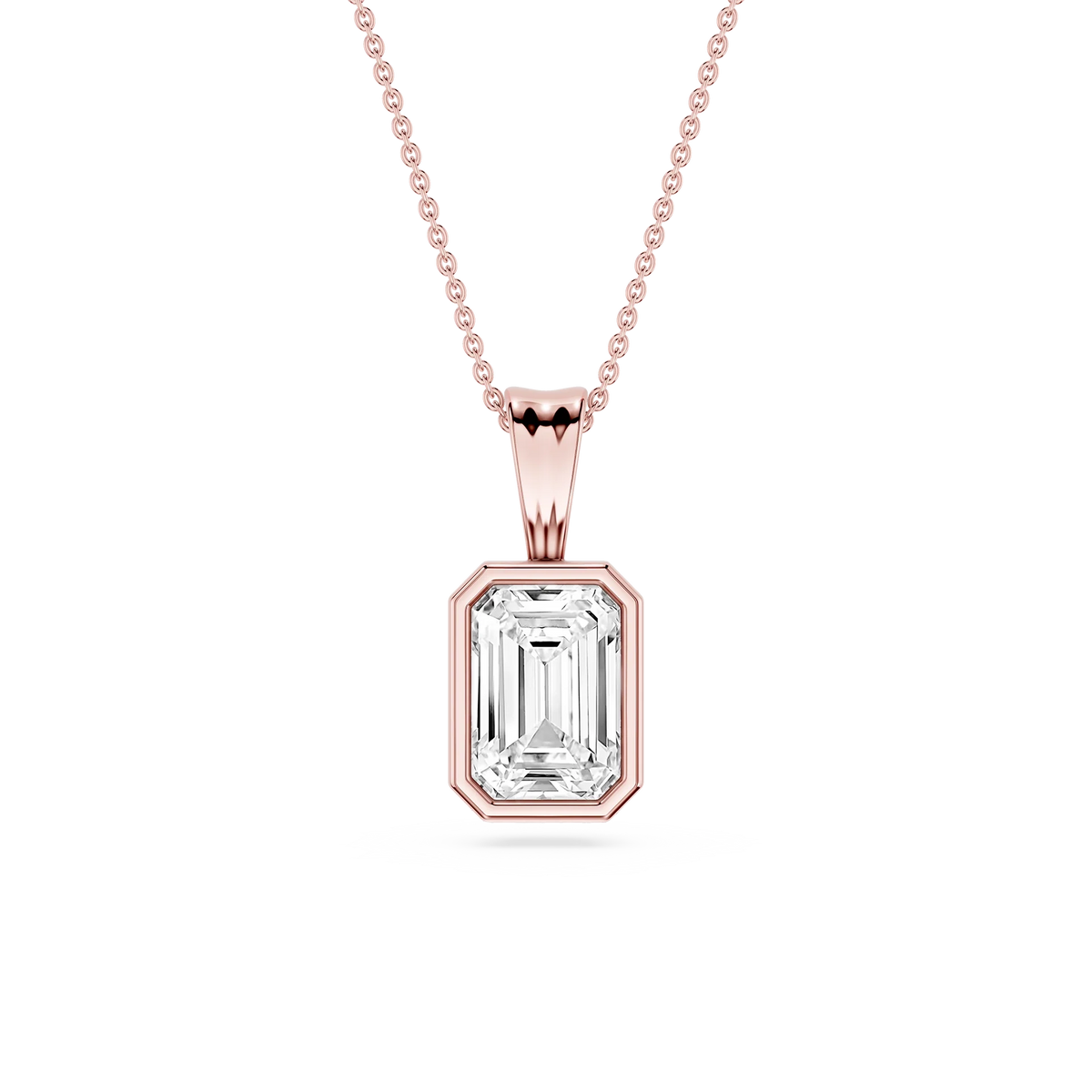 Emerald LGD Bezel Set Bail Solitaire Pendant - 16 to 18 Inches