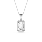 Emerald LGD Bezel Set Bail Solitaire Pendant - 16 to 18 Inches
