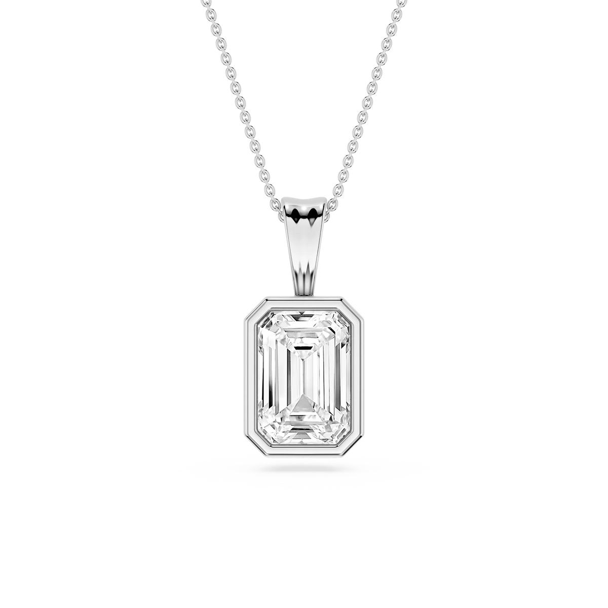 Emerald LGD Bezel Set Bail Solitaire Pendant - 16 to 18 Inches