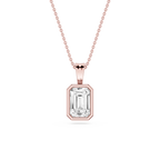 Emerald LGD Bezel Set Bail Solitaire Pendant - 16 to 18 Inches
