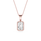 Emerald LGD Bezel Set Bail Solitaire Pendant - 16 to 18 Inches