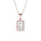 Emerald LGD Bezel Set Bail Solitaire Pendant - 16 to 18 Inches