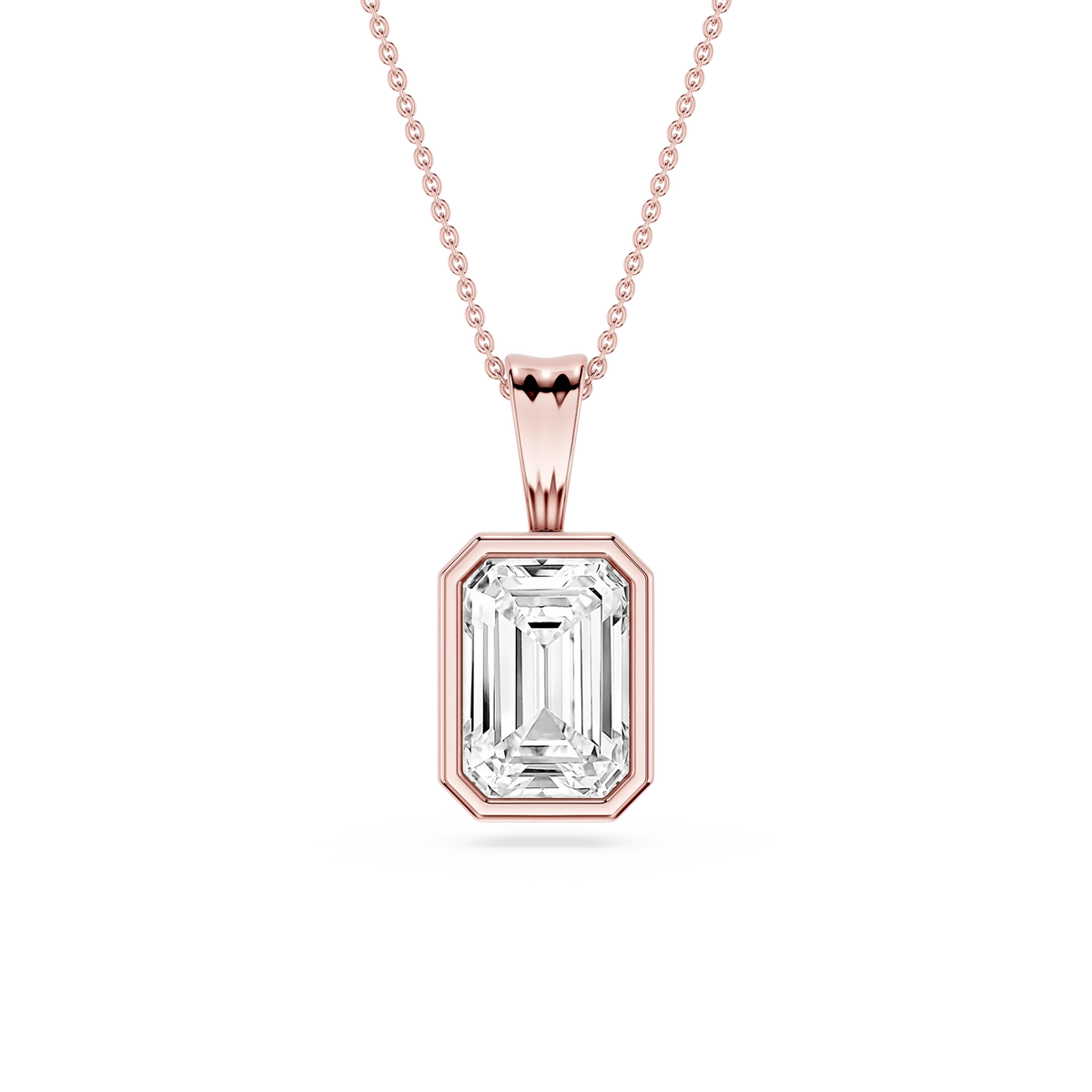 Emerald LGD Bezel Set Bail Solitaire Pendant - 16 to 18 Inches