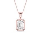 Emerald LGD Bezel Set Bail Solitaire Pendant - 16 to 18 Inches