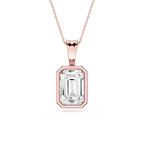 Emerald LGD Bezel Set Bail Solitaire Pendant - 16 to 18 Inches