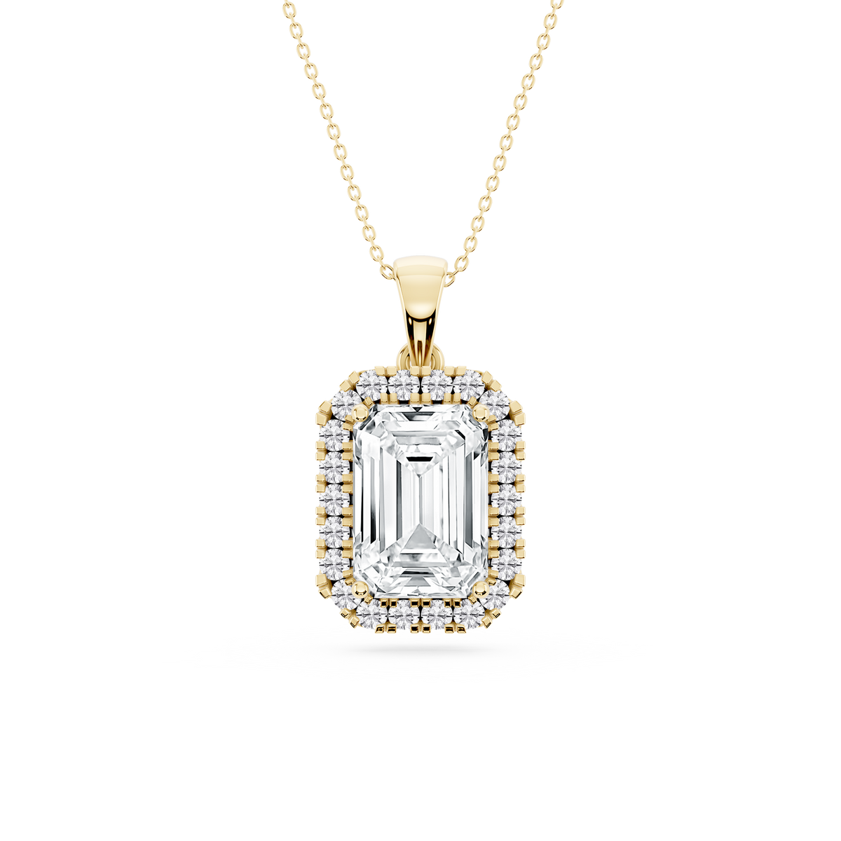 Emerald LGD Halo Single Bail Pendant - 16 to 18 inches