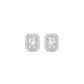 Emerald LGD Four Prong Basket Halo Stud Earrings - 14K White Gold / 2 ¼ ctw