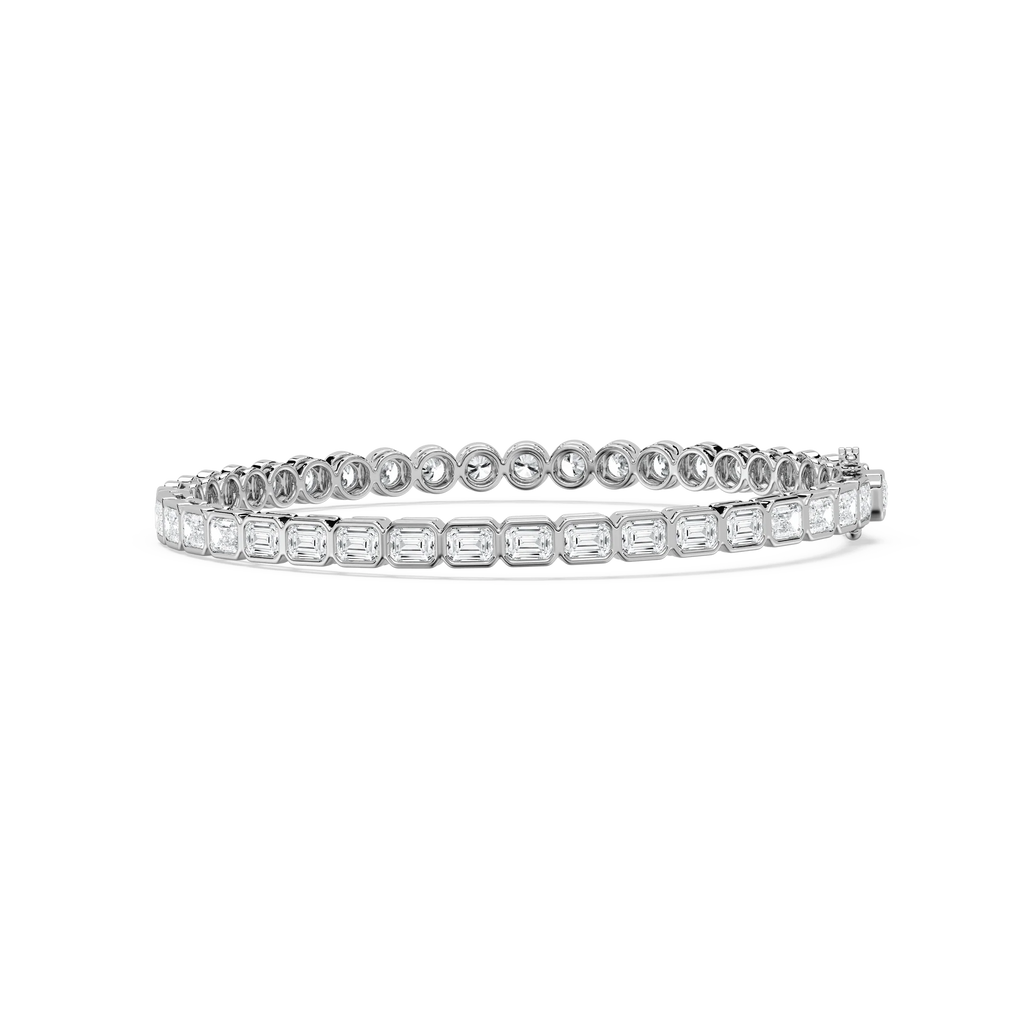 7 ¹⁄₆ ctw Round and Emerald LGD Bezel Set Tennis Bracelet - 7.5 Inches