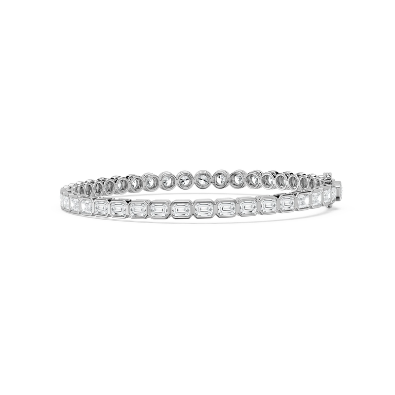 7 ¹⁄₆ ctw Round and Emerald LGD Bezel Set Tennis Bracelet - 7.5 Inches
