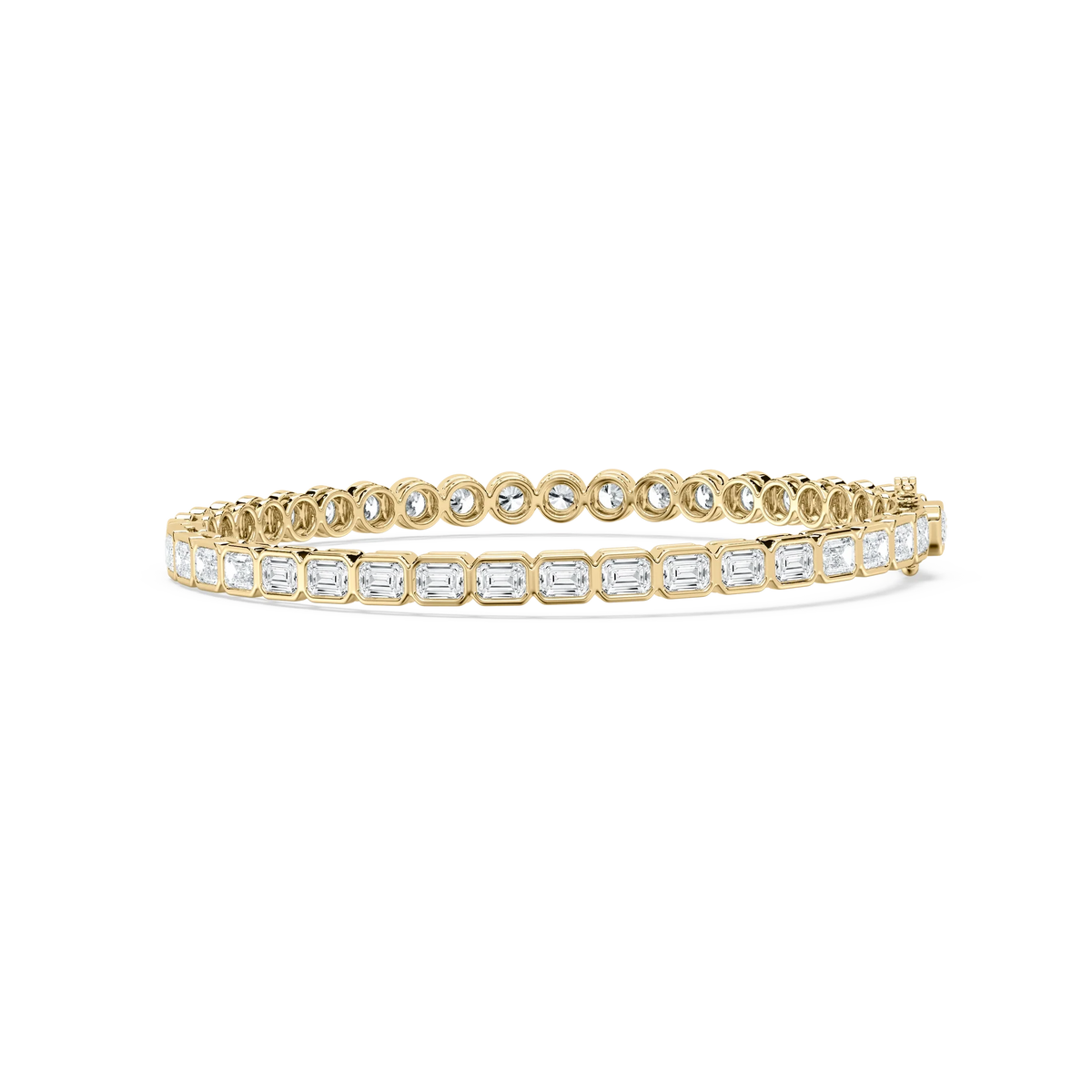 7 ¹⁄₆ ctw Round and Emerald LGD Bezel Set Tennis Bracelet - 7.5 Inches