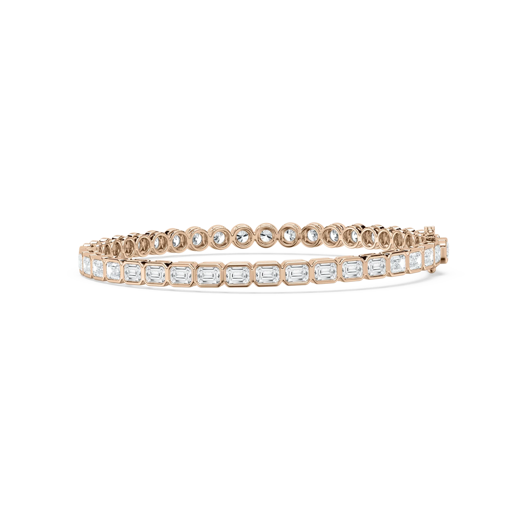 7 ¹⁄₆ ctw Round and Emerald LGD Bezel Set Tennis Bracelet - 7.5 Inches