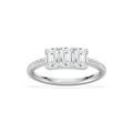 Delaney 1 ½ ctw Emerald and Round LGD Classic Promise Ring - 14K White Gold