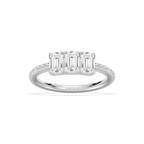 Delaney 1 ½ ctw Emerald and Round LGD Classic Promise Ring - 14K White Gold
