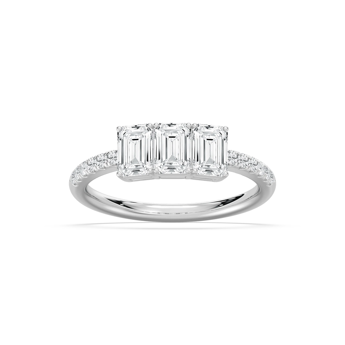 Delaney 1 ½ ctw Emerald and Round LGD Classic Promise Ring - 14K White Gold